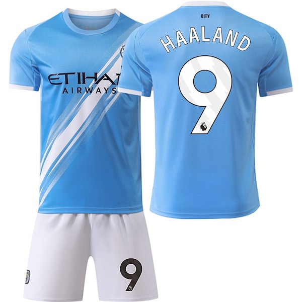 Manchester City 2025/26 barnfotbollskit – #9 Haaland med strumpor Manchester City 2025/26 barnfotbollskit – #9 Haaland med strumpor